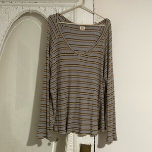 Waffle knit striped top
